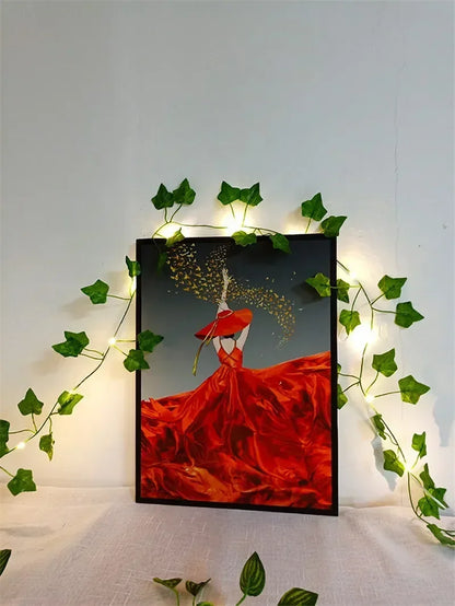 Flower Green Leaf String Lights Artificial Vine Fairy Lights Battery Powered Christmas Tree Garland Light for Weeding Home Decor