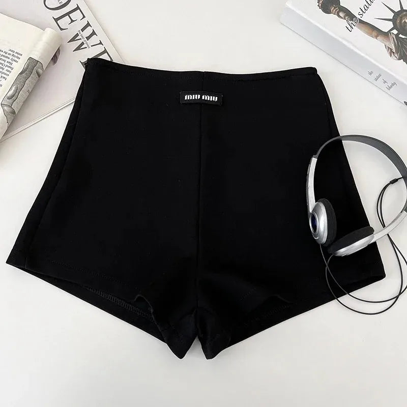 Summer basic solid color versatile shorts for women casual and elegant high-waisted slimming straight shorts