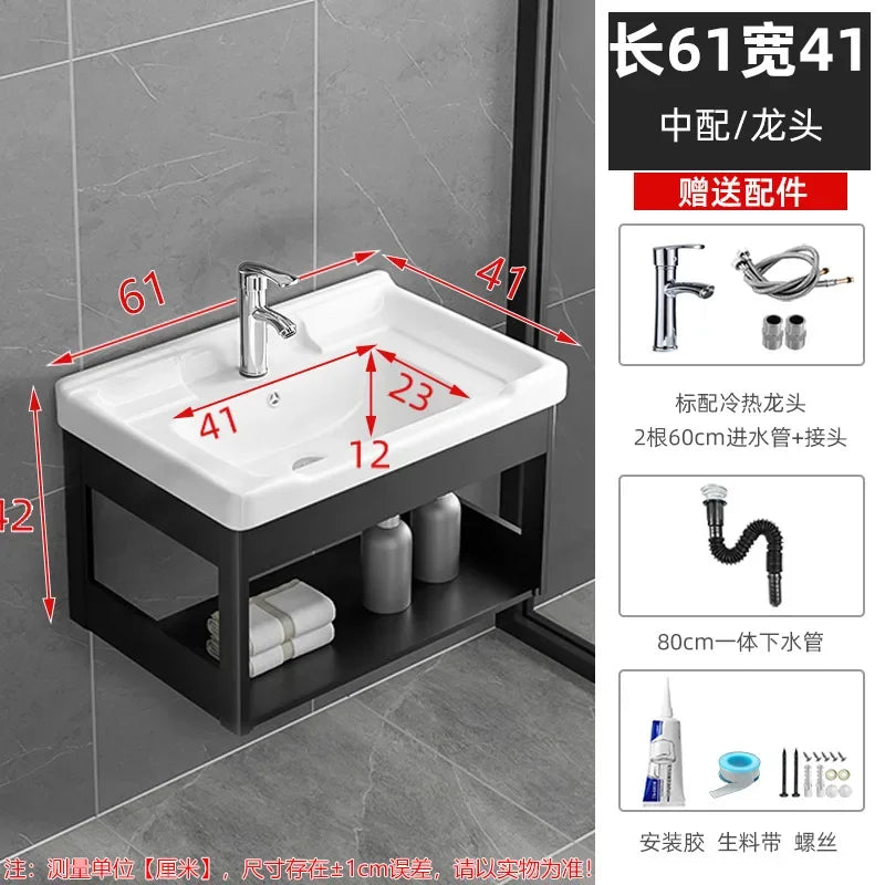Bathroom Vanity with Sink Toilet Simple Small Apartment Household Wall-mounted Storage Balcony Washbasin Cabinet with Mirror
