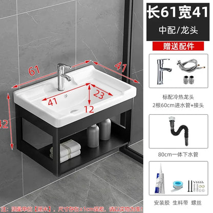 Bathroom Vanity with Sink Toilet Simple Small Apartment Household Wall-mounted Storage Balcony Washbasin Cabinet with Mirror