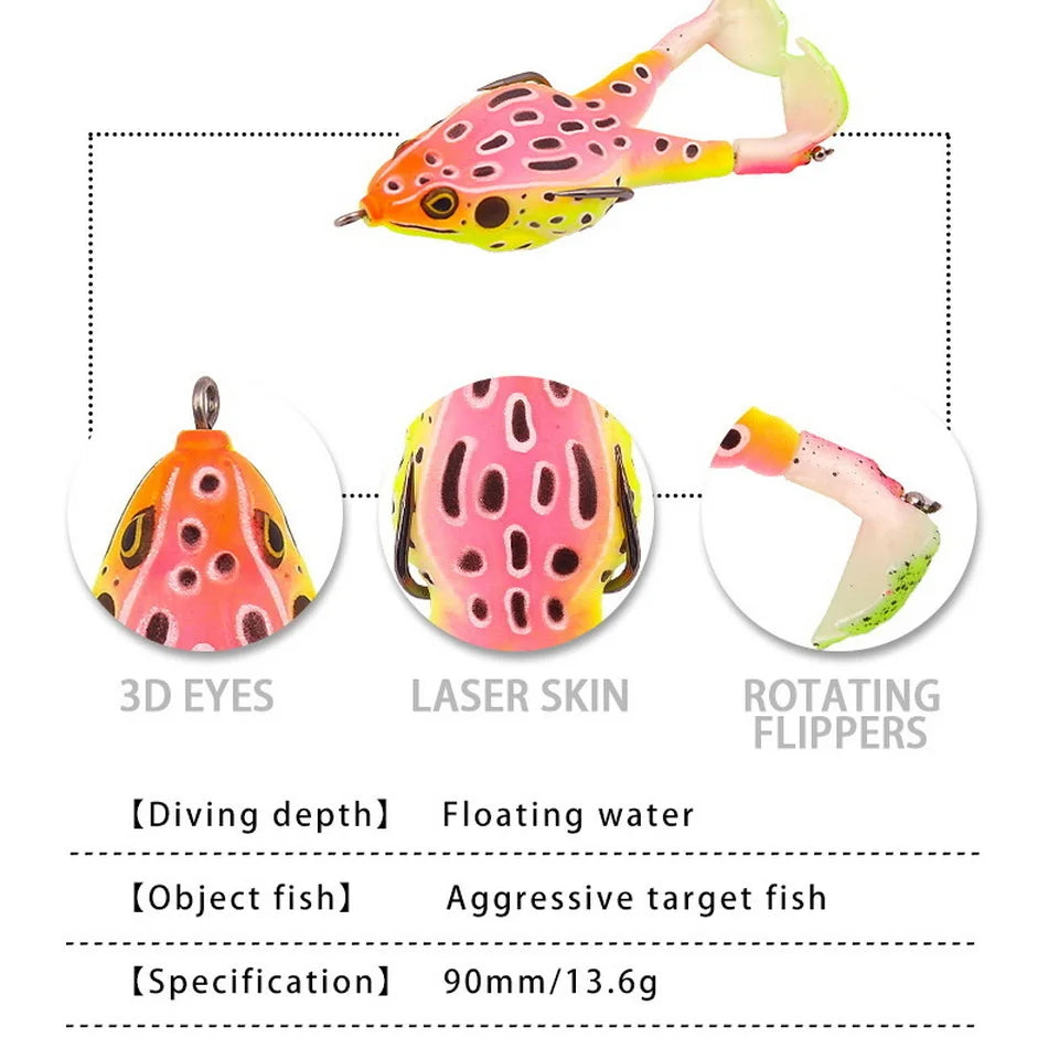Frog Lure Double Propeller Legs Silicone Soft Baits 13.6g 16.6g Topwater Wobblers Artificial Bait For Bass Catfish Fishing Tools