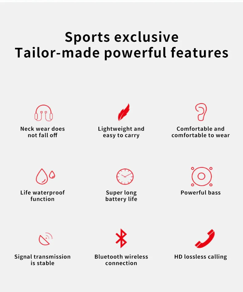 1PC G07 Wireless 9D Bluetooth Headset NeckHanging Stereo Noise Reduction Universal 5.0 Sports Headset Microphone