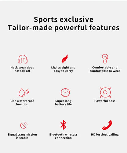 1PC G07 Wireless 9D Bluetooth Headset NeckHanging Stereo Noise Reduction Universal 5.0 Sports Headset Microphone