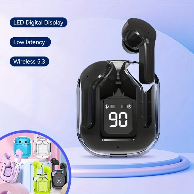 Original Wireless Bluetooth Earphone Transparent HIFI Headphones LED Power Digital Display Stereo Sound Earphones for Xiaomi