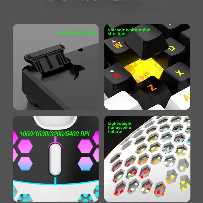 Keyboard and mouse sets 60% RGB gaming with keyboards mouse combo pc kit gamer backlit mini 61 keys computer wired set key board