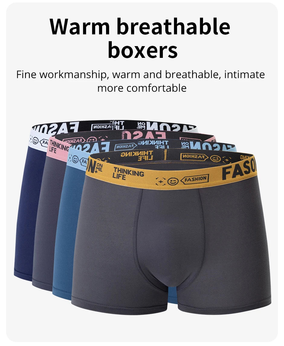 4/10 Pack Teenagers To Adults Parent-child Boyshort Simple Fashion Multi-size Shorts Men's Comfortable Underwear Elastic Waist P