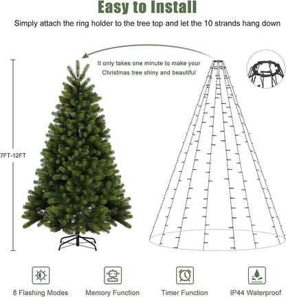 2m Christmas tree ring light string colorful decorative light