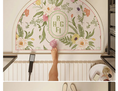 Bathroom Mat Semicircular Rug Absorbent Toilet Carpet Doormat Floor Mats Water-absorbent Soft Washable Bath Non-slip Area Rugs