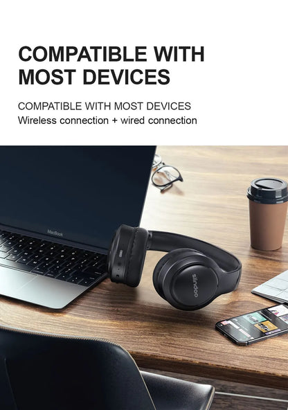 Siindoo JH919 Wireless Bluetooth Headphones Foldable Stereo Earphones Super Bass Noise Reduction Mic For Laptop PC TV
