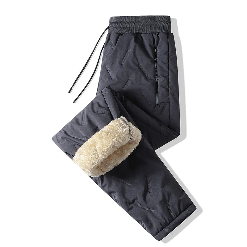 New Women's Plush Thick Fleece Lined Sweatpants Straight-leg Waterproof Pants Outdoor Windproof Outerwear Thermal Trousers