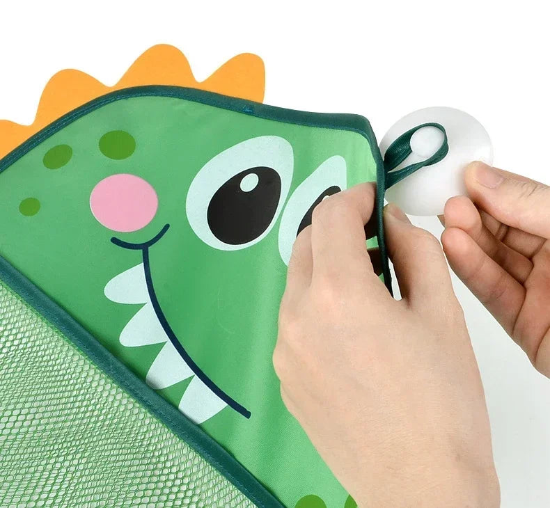Kids Tidy Organizer Storage Suction Bathroom Bathtub Doll Hanging Bag  Dinosaur Animal Baby Bath Toys Basket Mesh Bag Water Toys