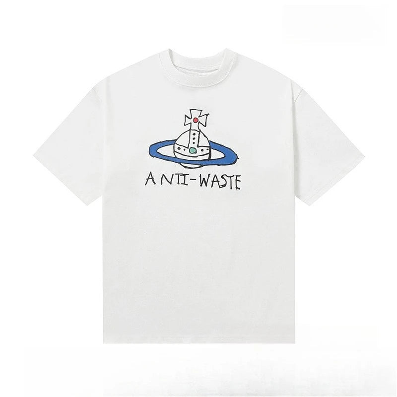 Summer Saturn Graffiti Print T-Shirt