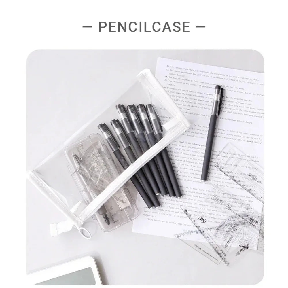 Transparent Pencil Case Large Capacity Simple Pen Bag Kawaii Cosmetic Bag School Study Stationery Office Supplies