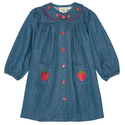 Kids Girls Clothes 25AW New Toddler FL Cute Bow Strawberry Printed Dresses Denim Vest Dress Jeans Children Clothing