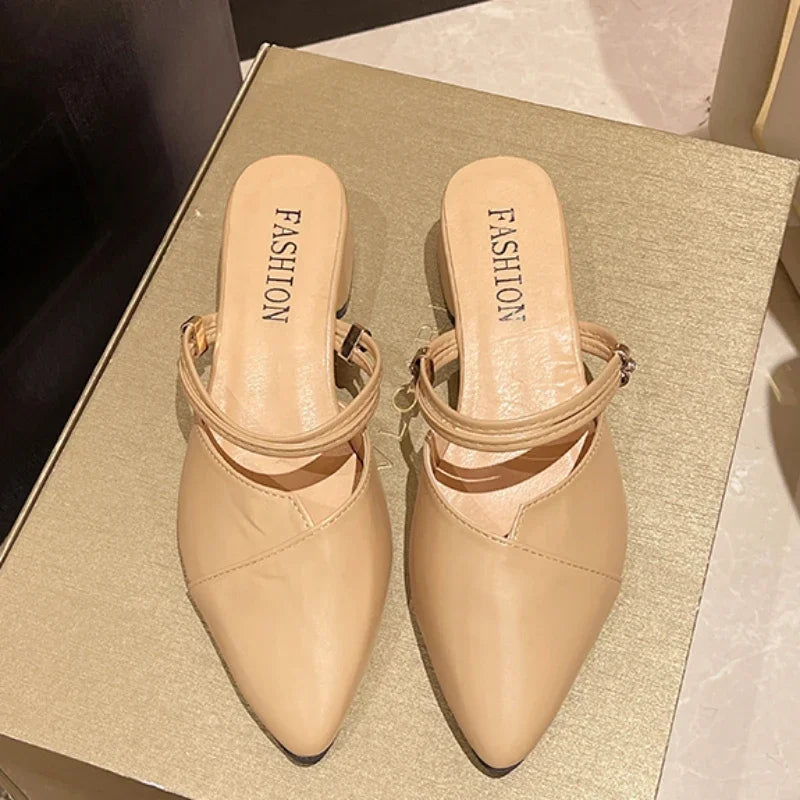 Shoes for Women Hot Sale Women's Slippers Fashion Mature Casual Slippers Pointed Toe Solid Shoes Female