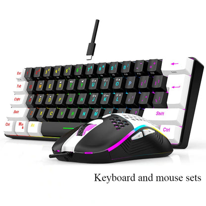 Keyboard and mouse sets 60% RGB gaming with keyboards mouse combo pc kit gamer backlit mini 61 keys computer wired set key board