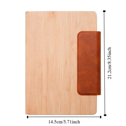 200 Pages A5 Notebook PU Leather Cover with Magnetic Buckle Business Office Notepad Wood Grain Thickened Paper Diary