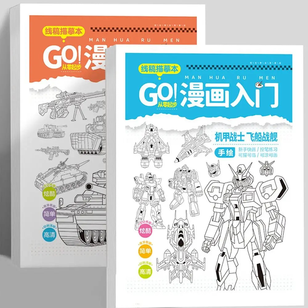 2PCS Comics Girl Boy Comics Hand Drawn Tutorial Book Novice Zero Basic Learning Line Draft Practice Book Studying