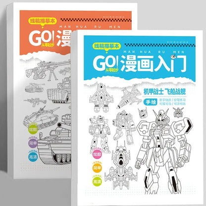 2PCS Comics Girl Boy Comics Hand Drawn Tutorial Book Novice Zero Basic Learning Line Draft Practice Book Studying