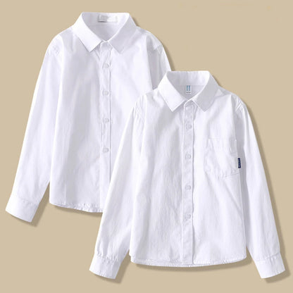 Kids Clothes Girls 8 To 12 Cotton Children Long Sleeve White Shirts Primary School Uniform for Teenage Boys Button Tops 6-16Yrs