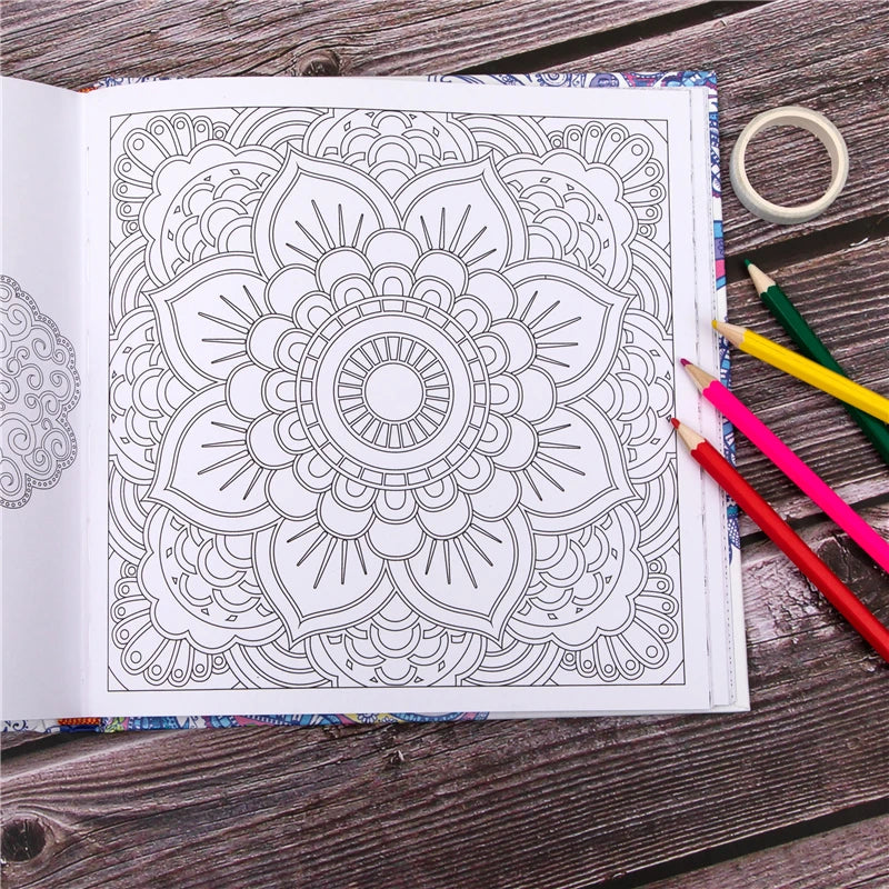 1 Books Mandalas Flower Coloring Book For Children Adult Relieve Stress Kill Time Graffiti Painting Drawing Art Book Stationerys