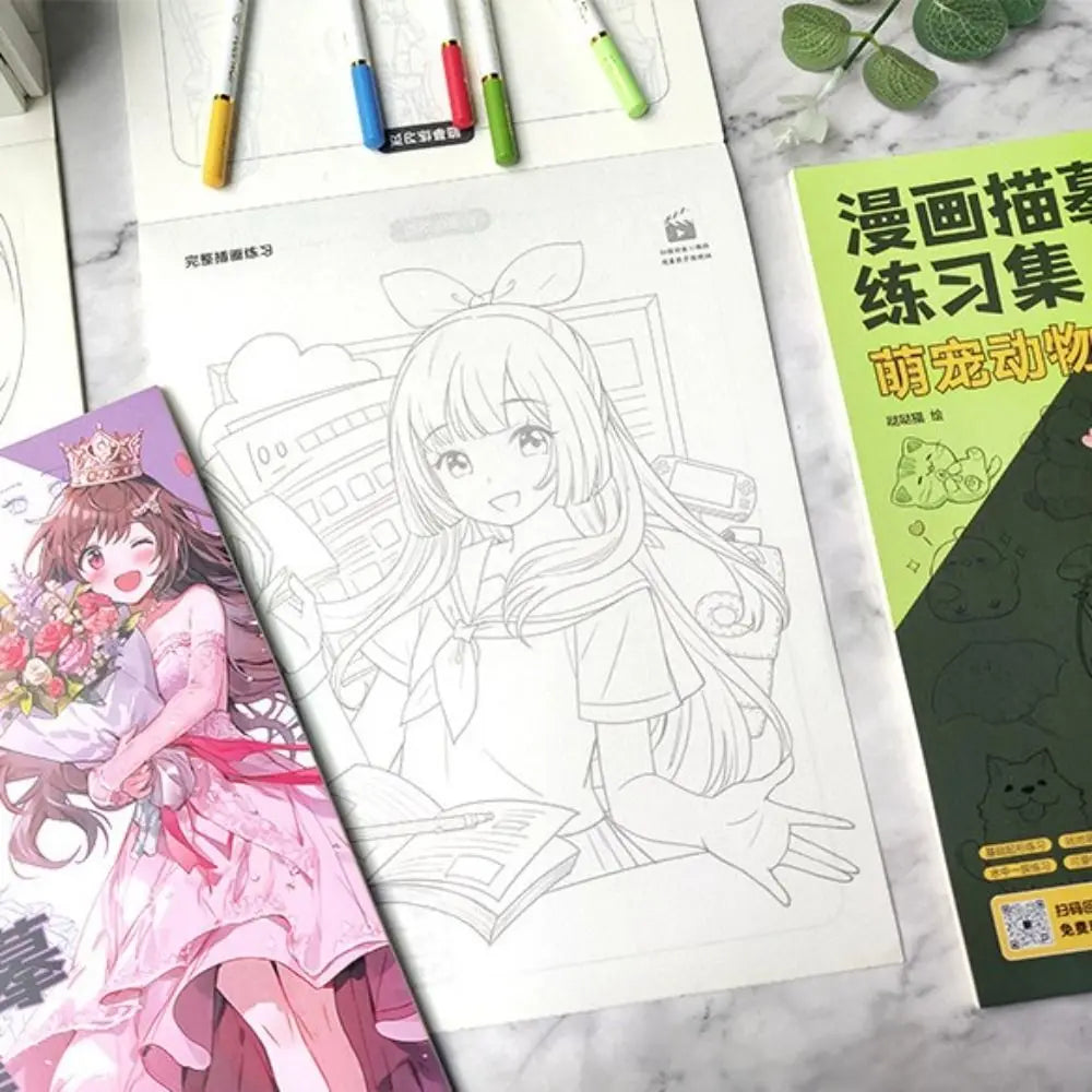 Comics Girl Boy Comics Hand Drawn Tutorial Book Studying Novice Zero Basic Line Draft Practice Book Drawing Copy Book Learning