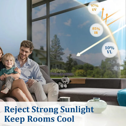 Window Privacy Film One Way Daytime Privacy Static Cling Sun Blocking Anti UV Reflective Mirror Window Tint for Home and Office
