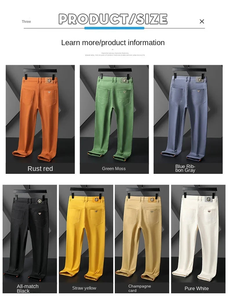 Seven-Color Stretch Jean Men's Trendy Wild Simple 97% Cotton High-End Slim-Fitting Small Straight Casual Men's Clothing Trousers
