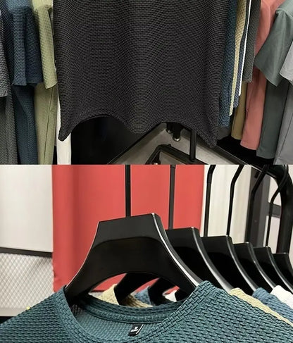 MINISO Bamboo Mesh Ice Silk T-shirt Men's Short sleeved Round Neck New T-sleeved Men's Bottom Shirt Summer Solid Color Men's Top