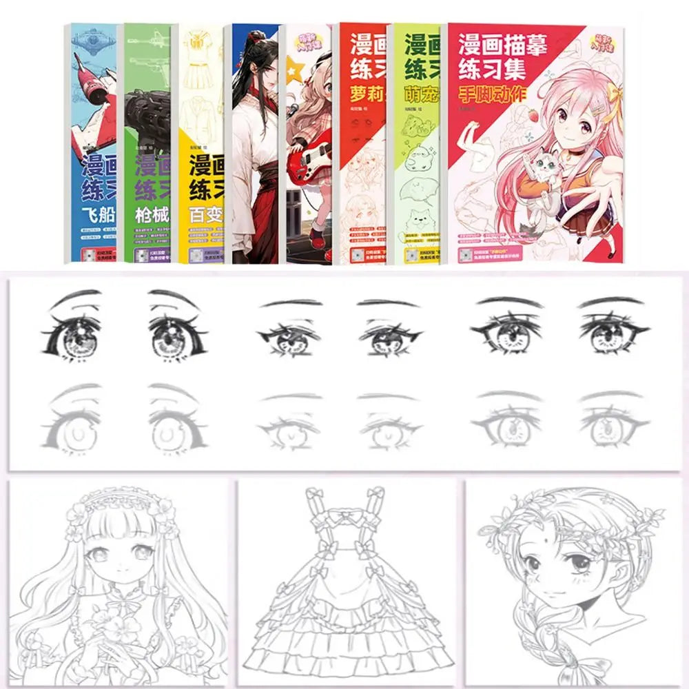 Comics Girl Boy Comics Hand Drawn Tutorial Book Studying Novice Zero Basic Line Draft Practice Book Drawing Copy Book Learning