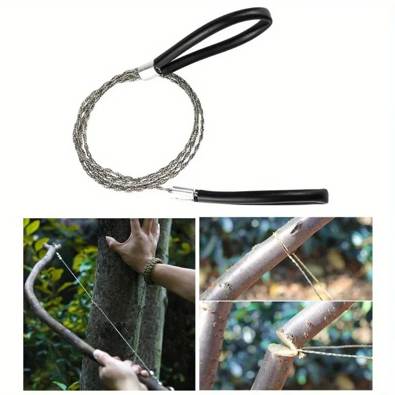 1PC portable stainless steel wire saw with finger handle, Pocket Manual chain saw for outdoor camping hiking survival