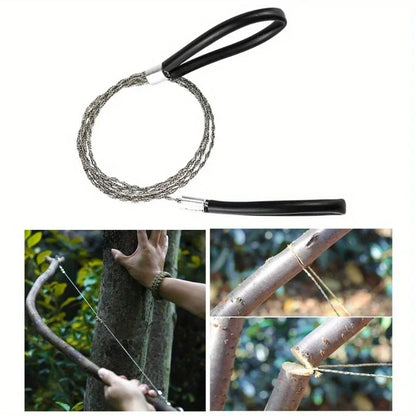 1PC portable stainless steel wire saw with finger handle, Pocket Manual chain saw for outdoor camping hiking survival