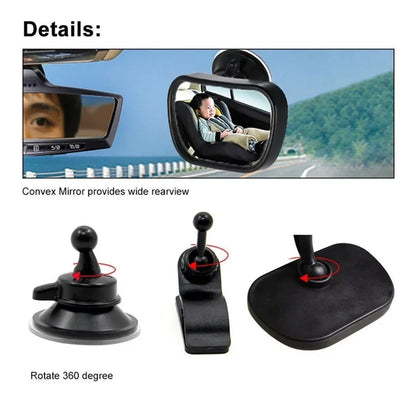 Mini Rear Infant Car Seat, Adjustable Rear Convex Mirror, Child Monitor, In-Car, 2-in-1