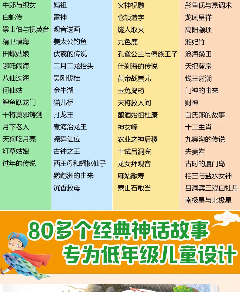 Chinese Mythology and Story Phonetic Version: Complete 4 Extracurricular Reading Books for Primary School Students