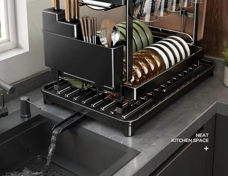 Kitchen drain rack dish rack household utensils knives and forks storage racks Tabletop drying bowl rack kitchen organizer