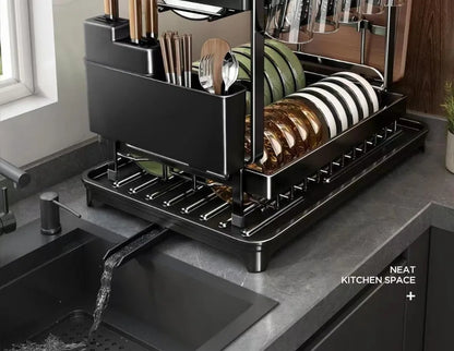 Kitchen drain rack dish rack household utensils knives and forks storage racks Tabletop drying bowl rack kitchen organizer