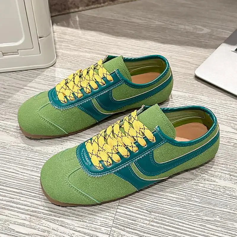 Shoes for Women 2025 Spring Autumn New Genuine Leather Ladies Moral Training Vulcanized shoes Retro Casual Flat Women's Sneakers