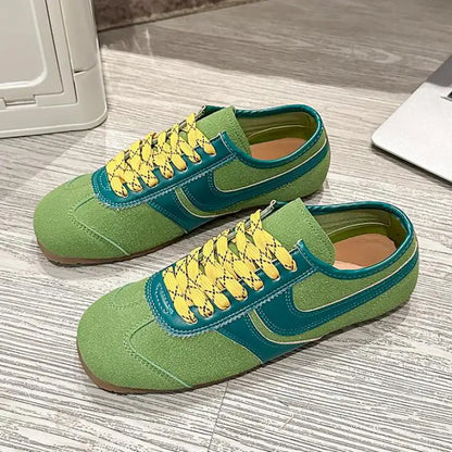 Shoes for Women 2025 Spring Autumn New Genuine Leather Ladies Moral Training Vulcanized shoes Retro Casual Flat Women's Sneakers