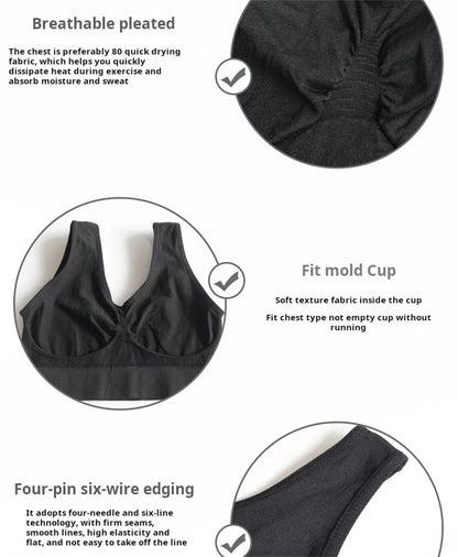 Women Seamless Bras Camisole Underwear Crop Top XXL 3XL Black Pure Color Sports Gym Running Fitness Yoga