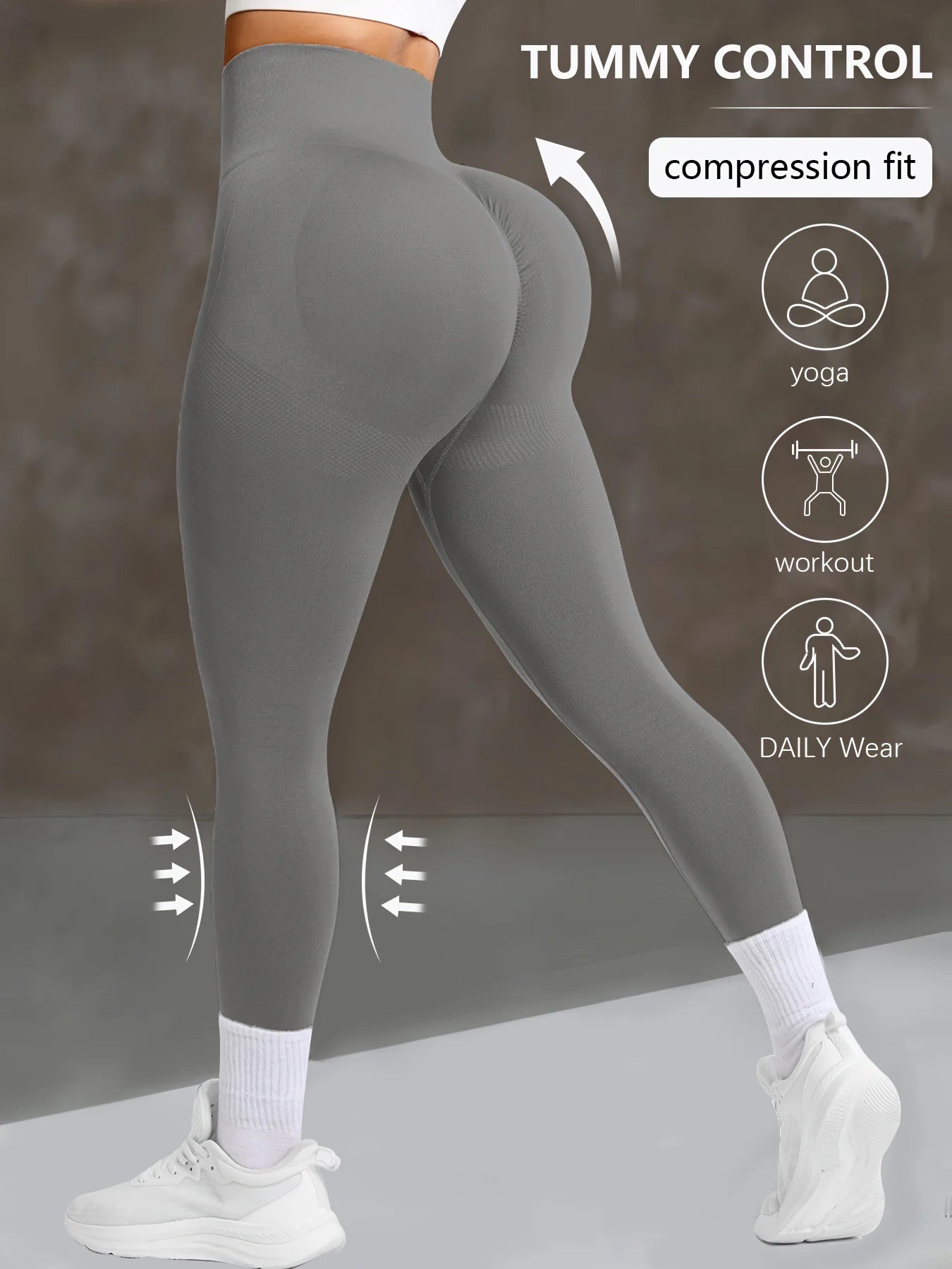 CZGUKE Women's seamless gym yoga pants high waist peach hip solid color tight fitting sports pants yoga cycling sports pants