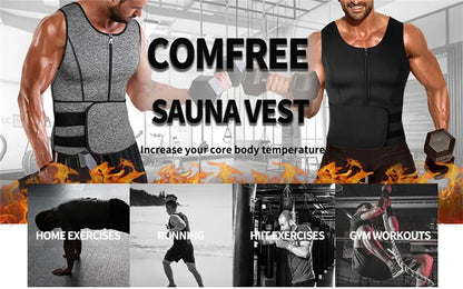 Men's Compression Sweat Sauna Vest New Slimming Suit For Students Waist Belts Body Shaper Tank Top For Workout Fitness Gym