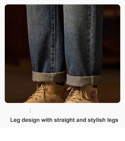 Mens Elastic Waist Jeans Relaxed Fit Men's Blue Jeans with Elastic Waist with Zipper and Button