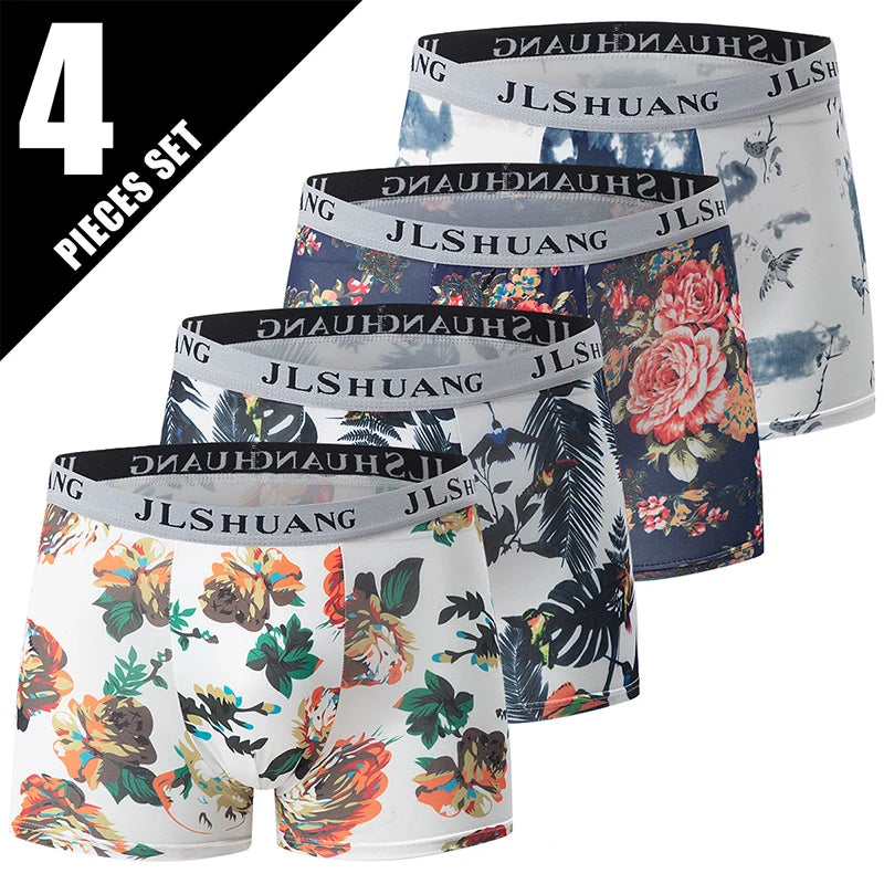 4/10 Pack Teenagers To Adults Parent-child Boyshort Simple Fashion Multi-size Shorts Men's Comfortable Underwear Elastic Waist P