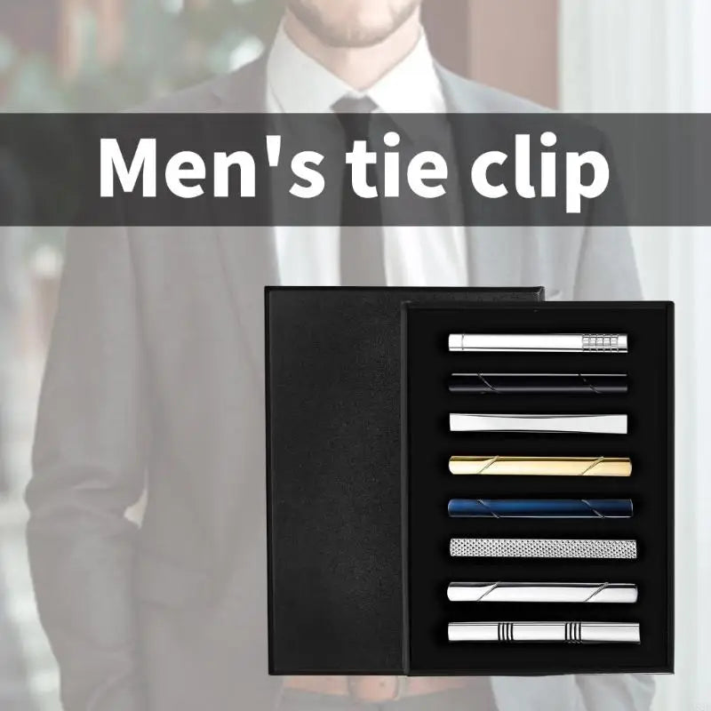 A52E Pack of 8 Stylish Tie Fasteners Men Tie Clip Set for Men Enhances Your Professional Images with These Simple Accessories