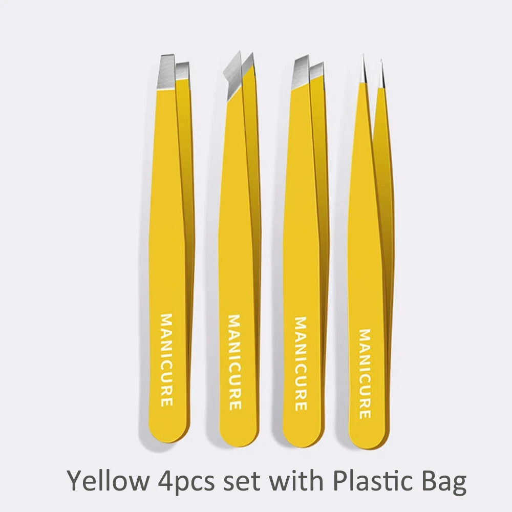 Eyebrow Tweezer Colorful Hair Beauty Fine Hairs Puller Stainless Steel Slanted Eye Brow Clips Removal Makeup Tools