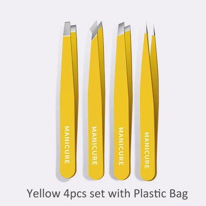 Eyebrow Tweezer Colorful Hair Beauty Fine Hairs Puller Stainless Steel Slanted Eye Brow Clips Removal Makeup Tools