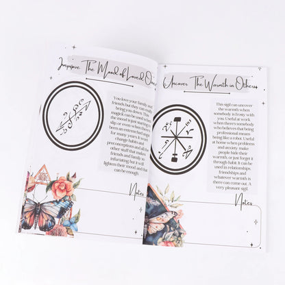 1pc Vintage Occult Grimoire - Sigils & Mystical Symbols Guide, Dark Art Ritual Book with Moons, Pentagrams & Butterfly Design