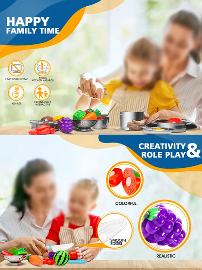 Kitchen Set Pretend Play Simulated Kitchen Toy Children Role Playset Cooking Set Educational Gift for Girls Boy