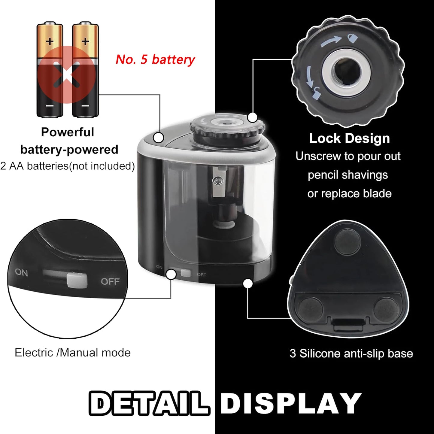 Electric Sharpener Desktop Automatic Pencil Sharpener Suitable To Pencils (6-8mm) for Students School Office Stationery Desktop