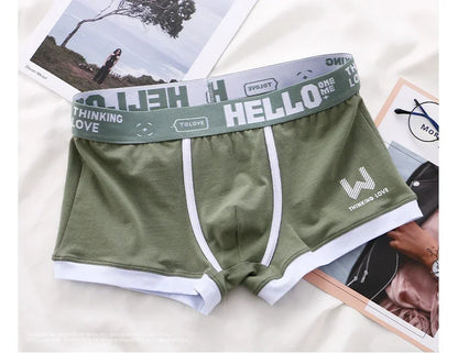 1Pcs Men Cotton Boxer Shorts Panties Underwear3 Colors L XL 2XL 3XL Soft Letter Belt Breathable Soft Fashion Sports